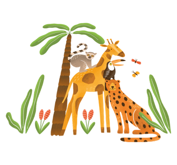 Animal vinyl rug whimsical jungle theme - TenStickers