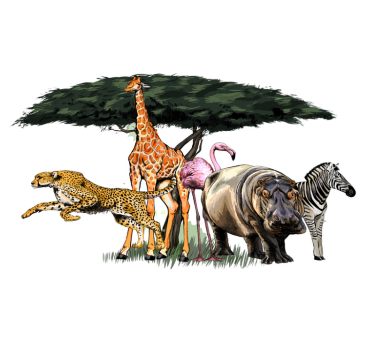 Giraffe family safari animal vinyl rug - TenStickers