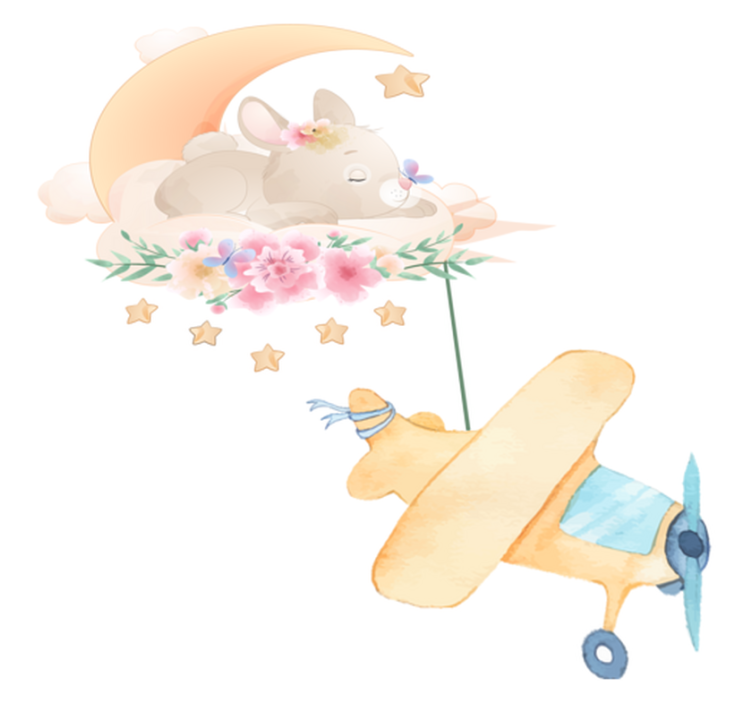 Animal vinyl rug with bunny sleeping on moon - TenStickers