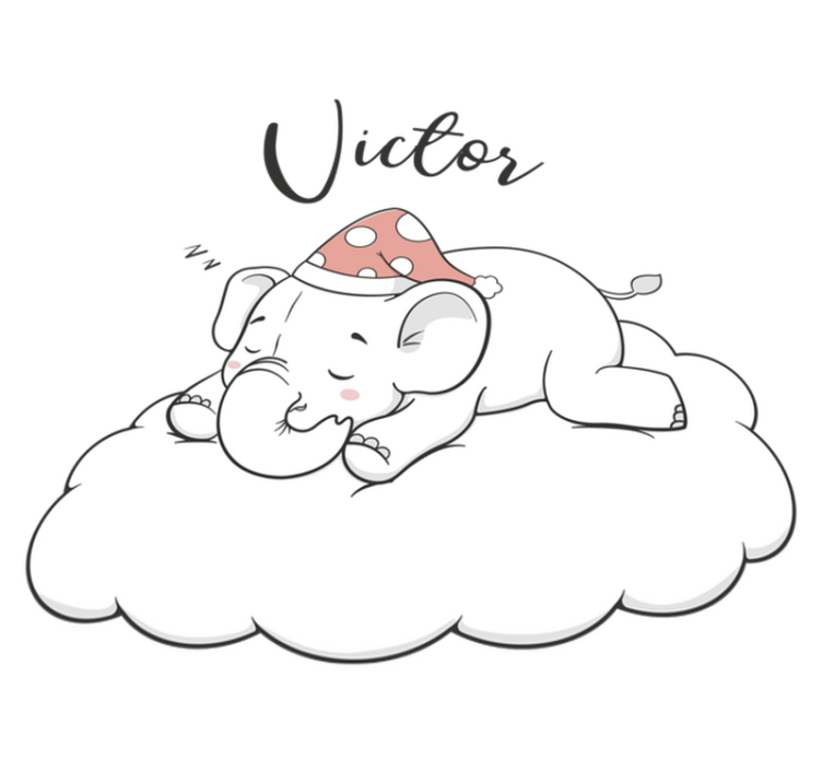 Animal vinyl rug personalized elephant in clouds - TenStickers