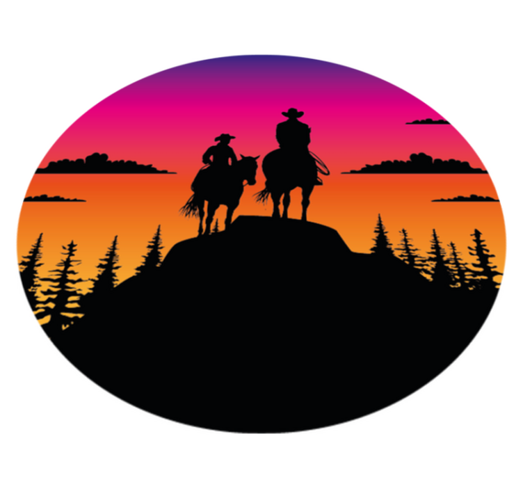 Animal vinyl rug mountains wild west & horses - TenStickers