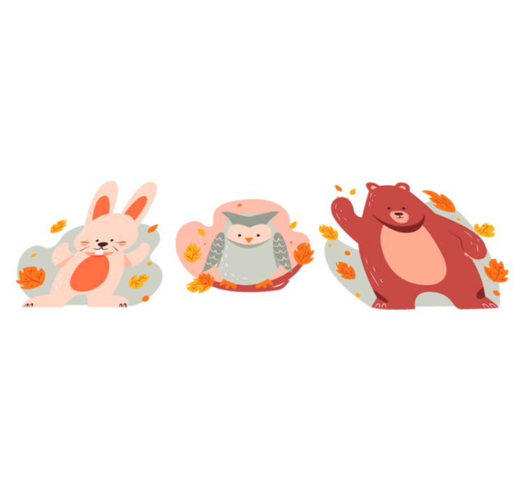 Animal vinyl rug bear and wood rabbits - TenStickers