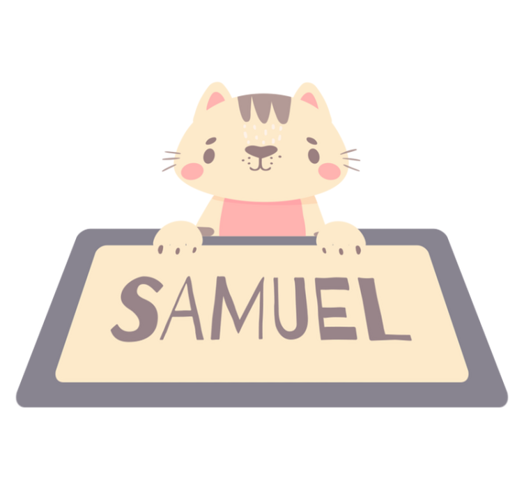 Animal vinyl rug with personalized cat label - TenStickers