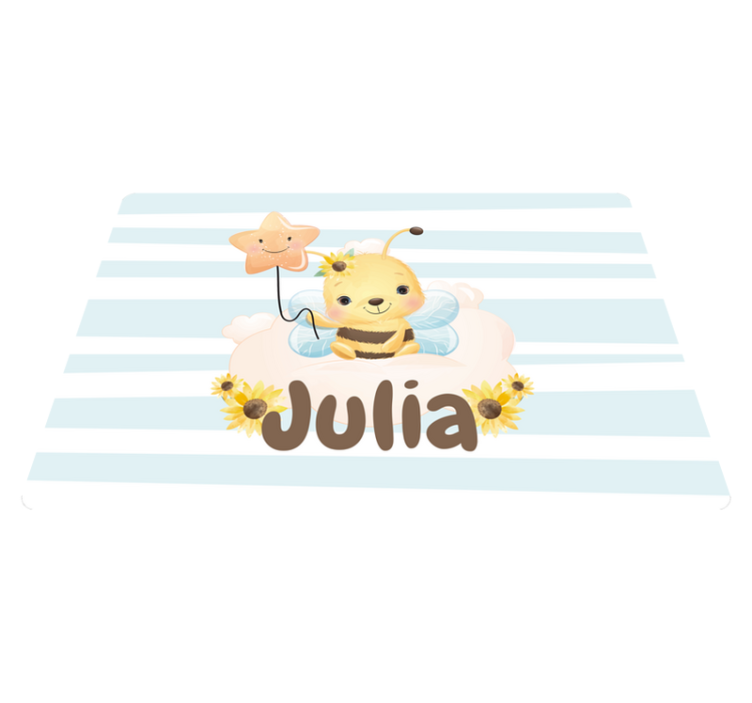 Animal vinyl rug cute bee with name - TenStickers