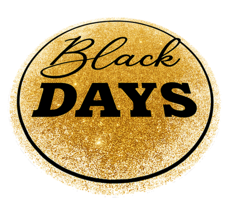 Black friday vinyl rug white and golden "black days" - TenStickers