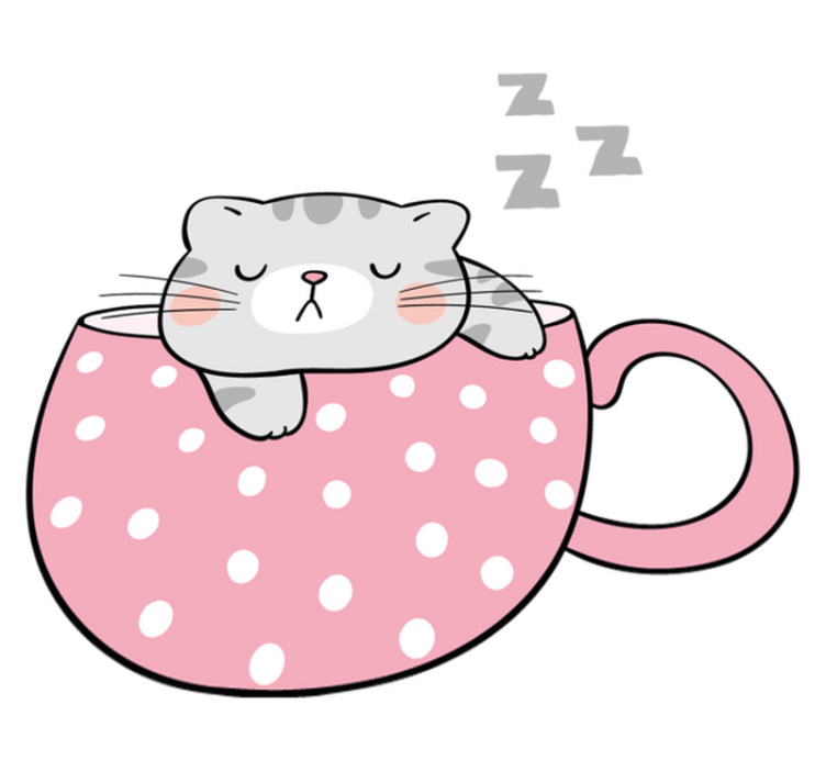 Animal vinyl rug sleeping cat cup - TenStickers