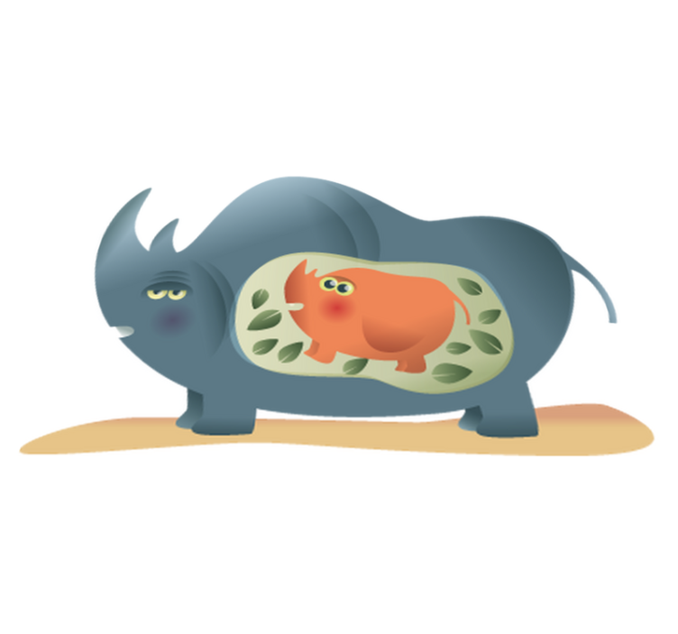 Animal vinyl rug pregnant rhino mother - TenStickers