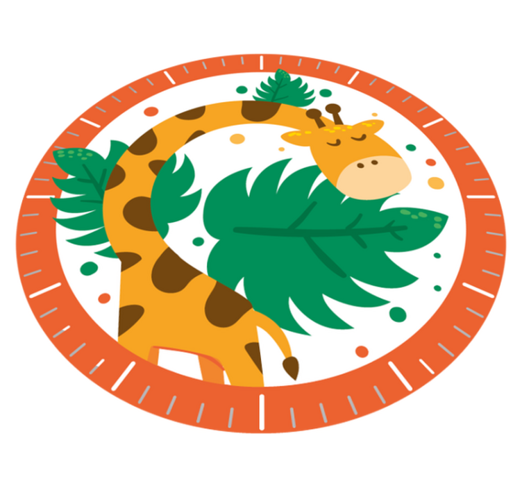 Animal vinyl rug with giraffe clock for kids - TenStickers