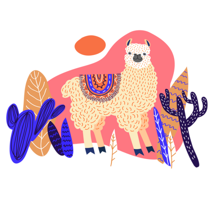 Animal vinyl rug featuring peruvian llama and cactus - TenStickers