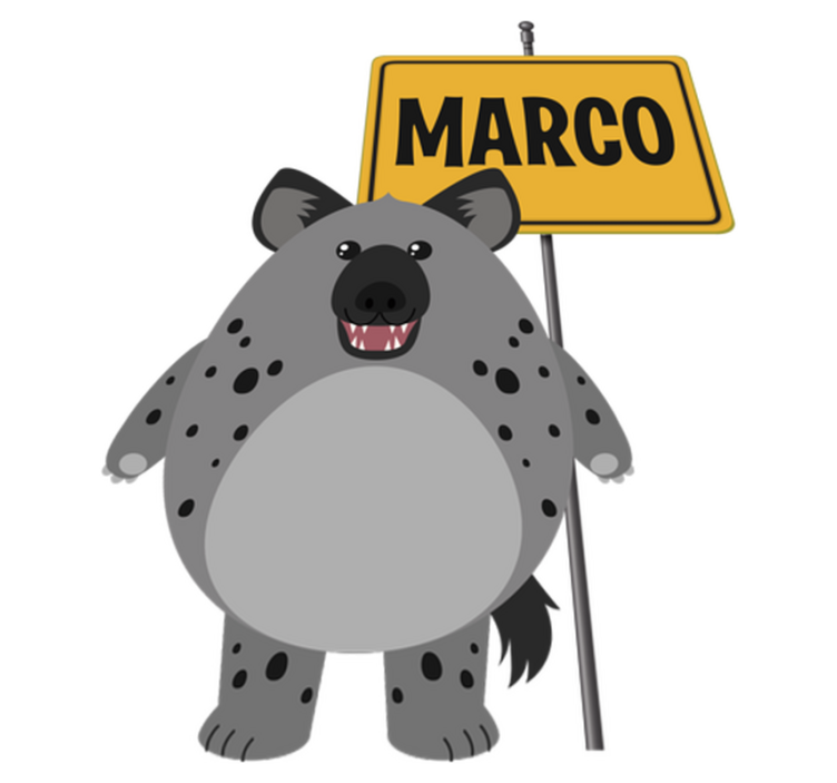 Animal vinyl rug wild hyena with name - TenStickers