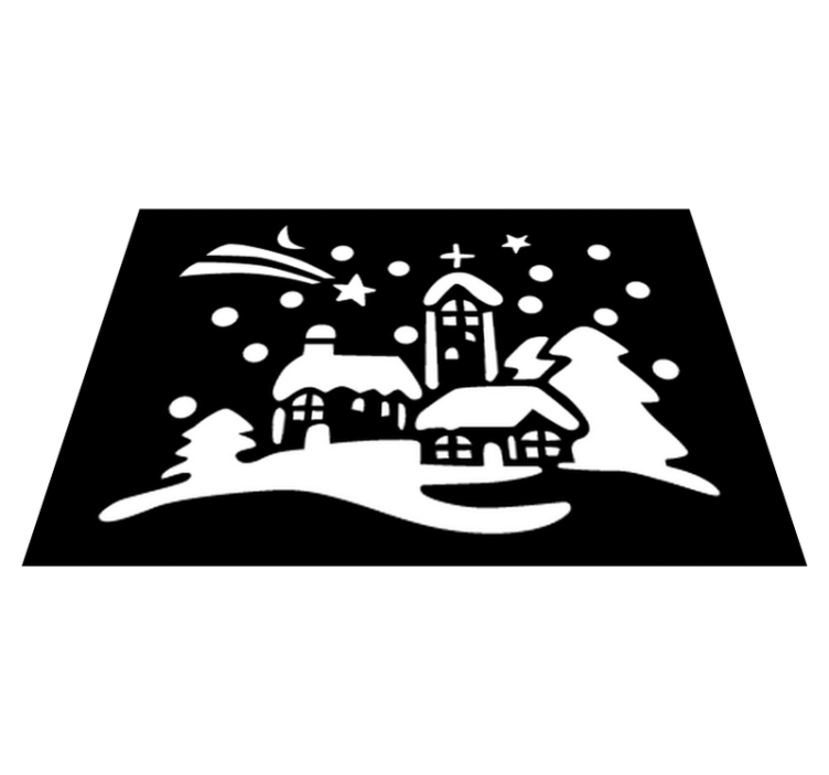 Christmas vinyl rug in black and white town - TenStickers