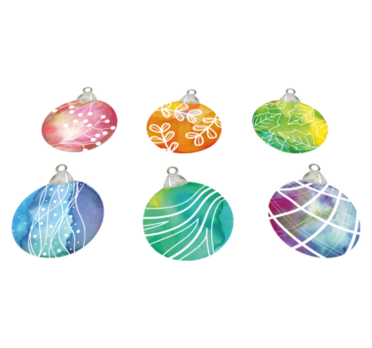 Christmas vinyl rug watercolor christmas ornaments - TenStickers