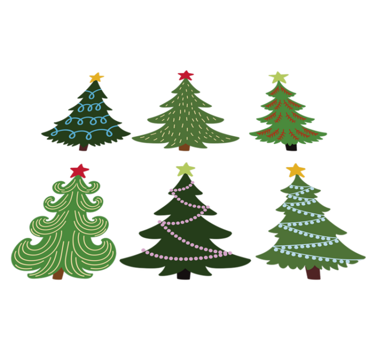 Colorful christmas tree set christmas vinyl rug - TenStickers