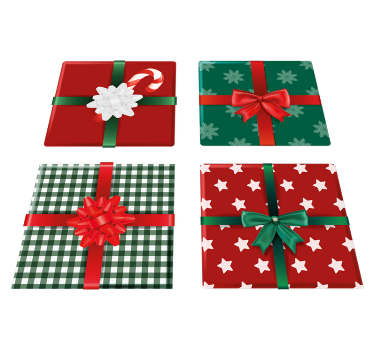 Christmas vinyl rug gift box tile set - TenStickers