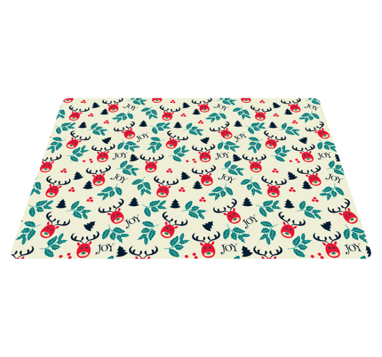 Christmas vinyl rug joy and reindeer design - TenStickers