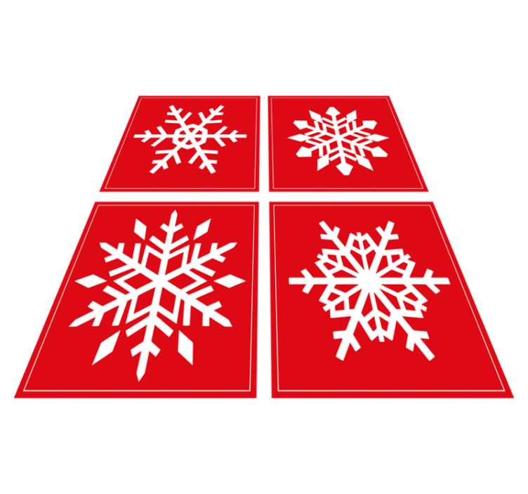 Christmas vinyl rug red snowflakes design - TenStickers