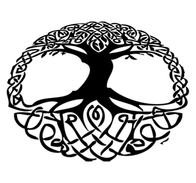 Flower vinyl rug celta black tree design - TenStickers