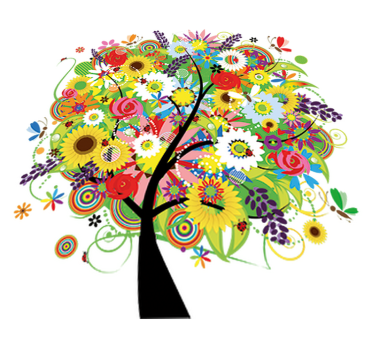 Flower vinyl rug summer tree - TenStickers