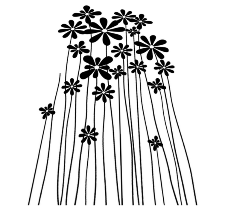 Black big flowers flower vinyl rug - TenStickers