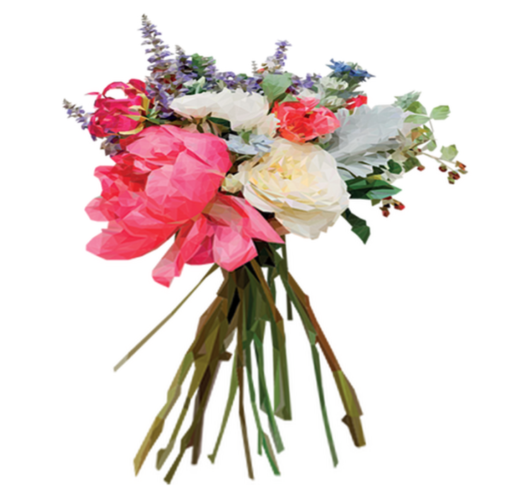 Flower vinyl rug geometric bouquet - TenStickers