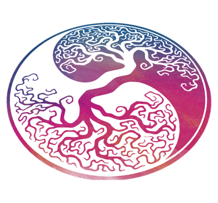 Flower vinyl rug yin yang tree of life - TenStickers