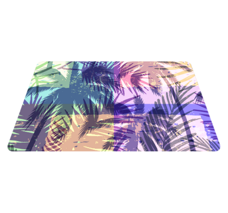 Flower vinyl rug with retro palm design - TenStickers