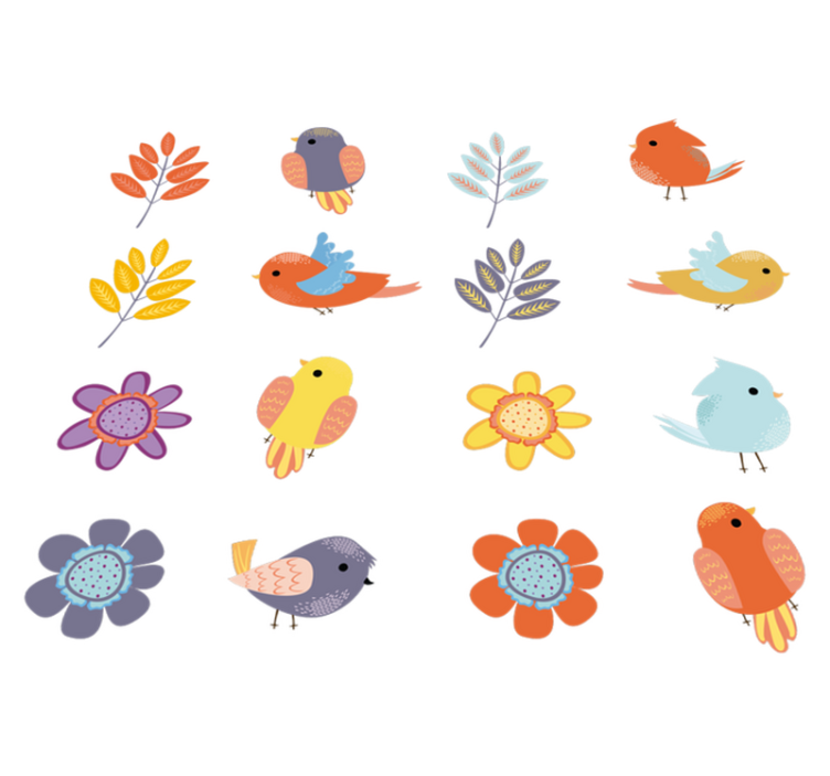 Flower vinyl rug spring bird set - TenStickers