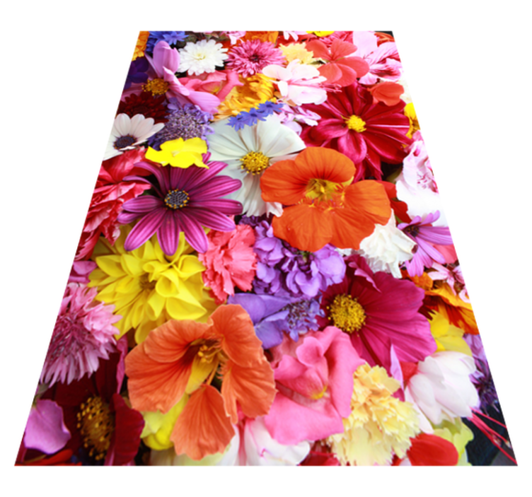 Flower vinyl rug abundant with colorful blooms - TenStickers
