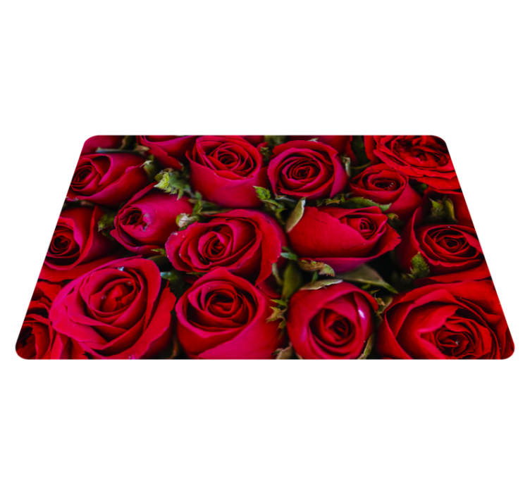 Red floral style flower vinyl rug - TenStickers
