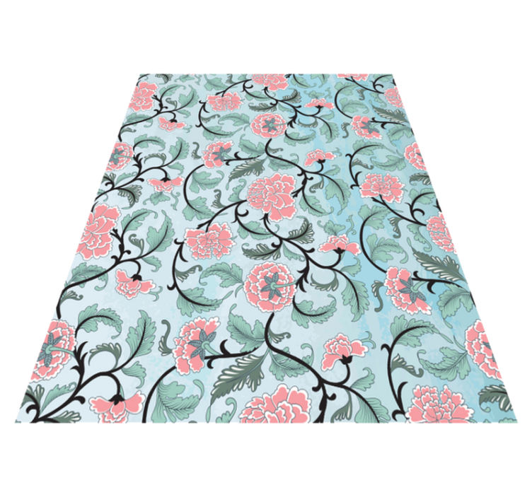 Flower vinyl rug with japanese floral design - TenStickers