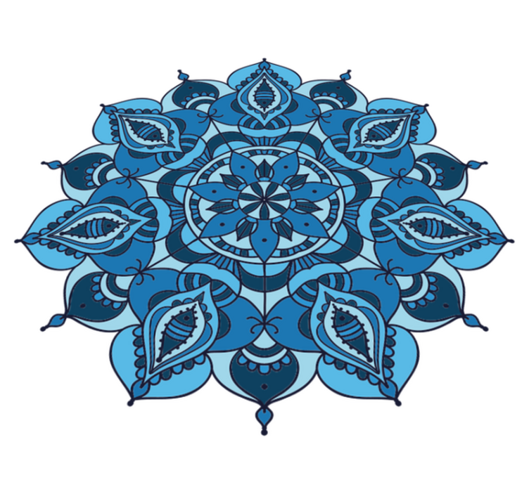 Flower vinyl rug lotus blue mandala design - TenStickers