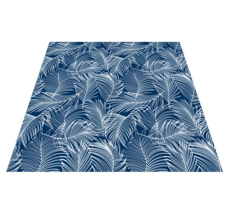 Flower vinyl rug with elegant blue leaves - TenStickers