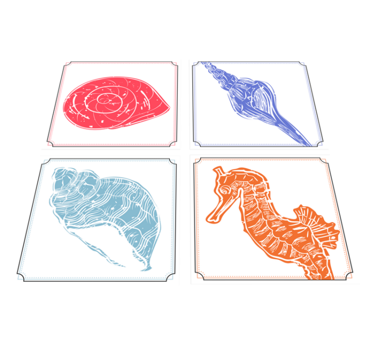 Flower vinyl rug with ocean life designs - TenStickers