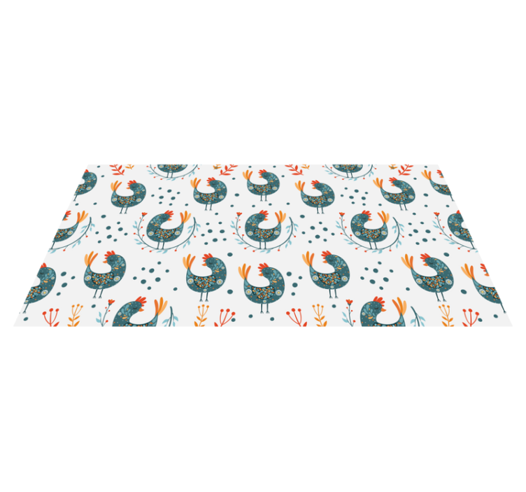 Chickens and flowers flower vinyl rug - TenStickers