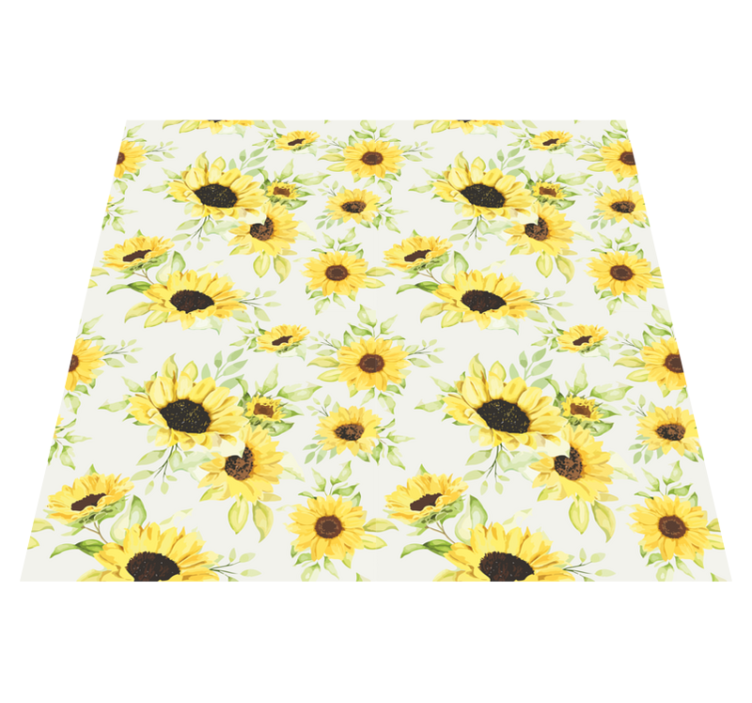 Flower vinyl rug watercolor sunflowers - TenStickers
