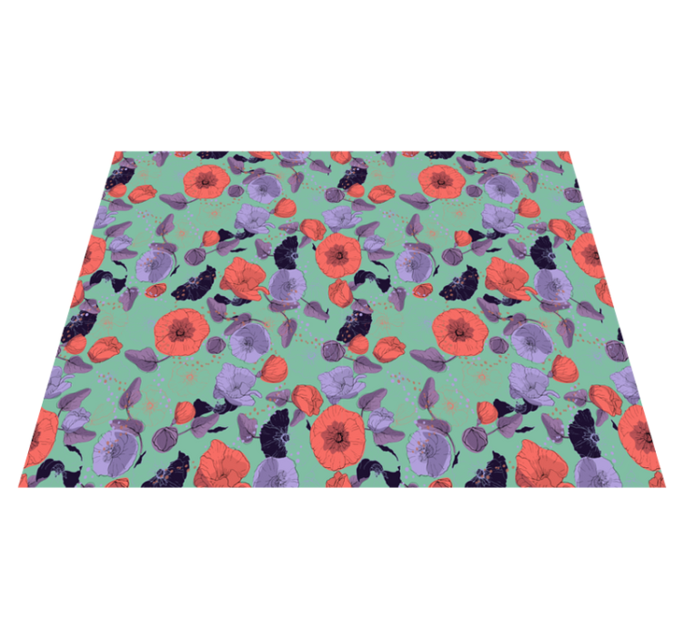 Flower vinyl rug elegant poppies - TenStickers