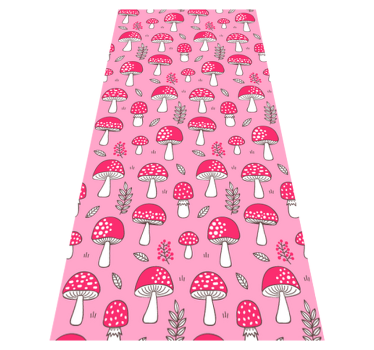 Flower vinyl rug with classical pink mushrooms - TenStickers
