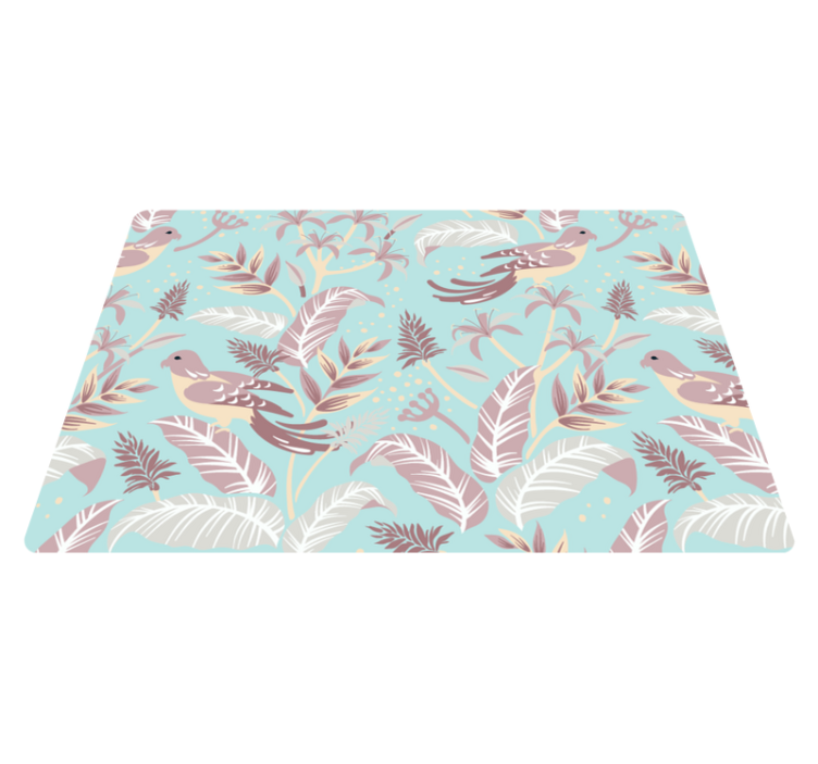 Flower vinyl rug in blue and pink floral design - TenStickers