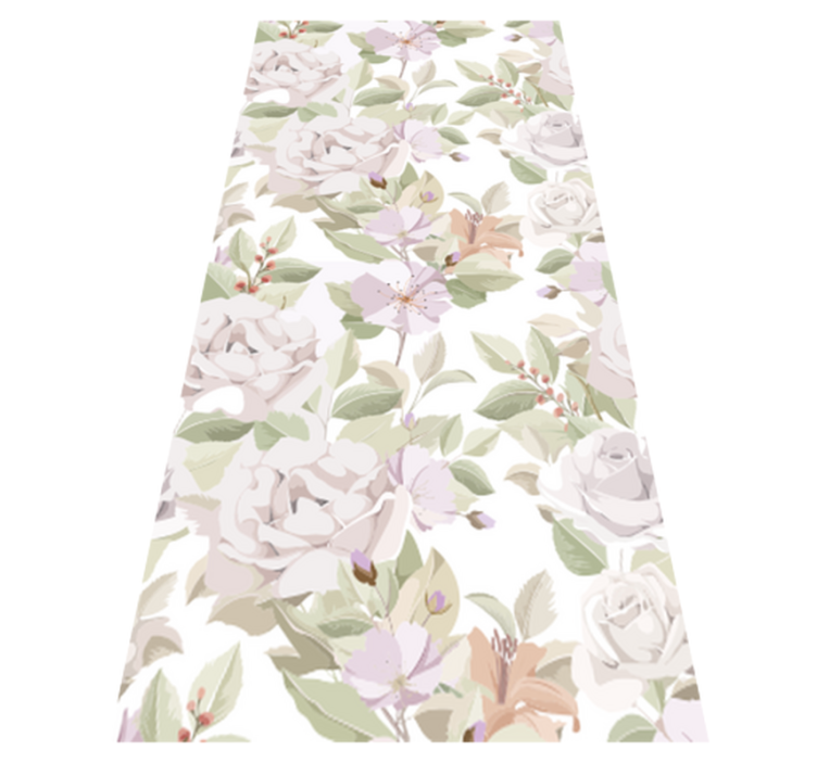 Flower vinyl rug with elegant floral design - TenStickers