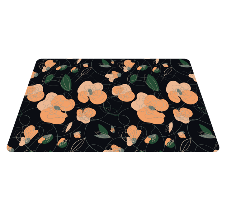Flower vinyl rug in vibrant dark flora and fauna - TenStickers