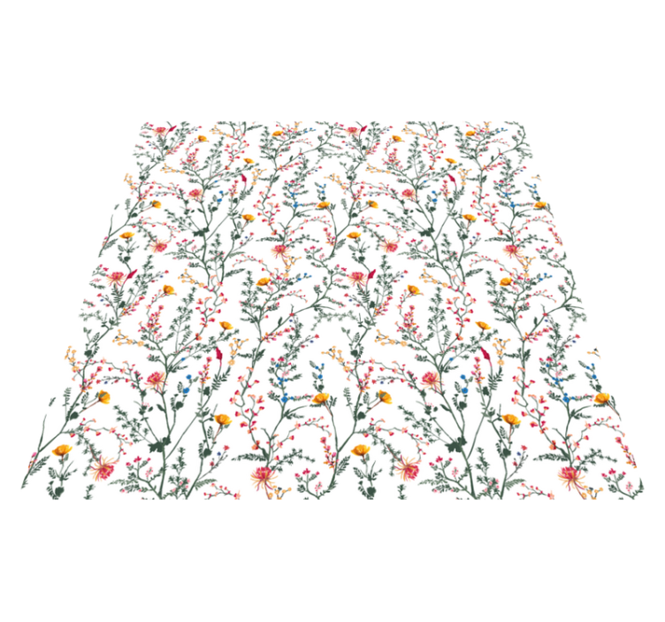 Flower vinyl rug with thin minimalistic blooms - TenStickers