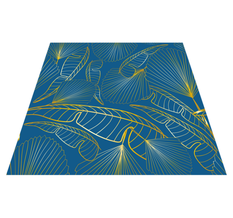 Flower vinyl rug with golden leaves - TenStickers