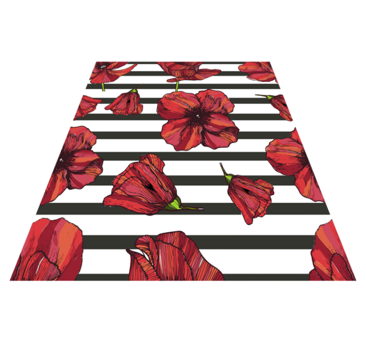 Flower vinyl rug polish poppy plants design - TenStickers