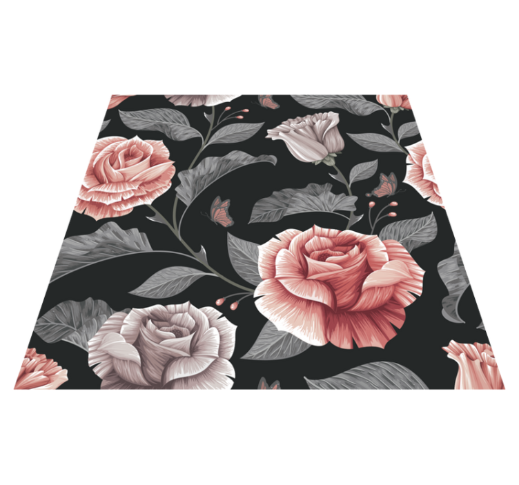 Flower vinyl rug with roses design - TenStickers