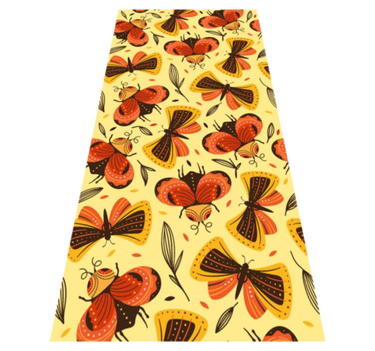 Flower vinyl rug with butterfly on flower design - TenStickers