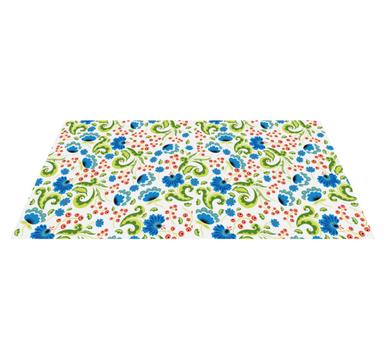 Flower vinyl rug with green and blue flowers all over - TenStickers
