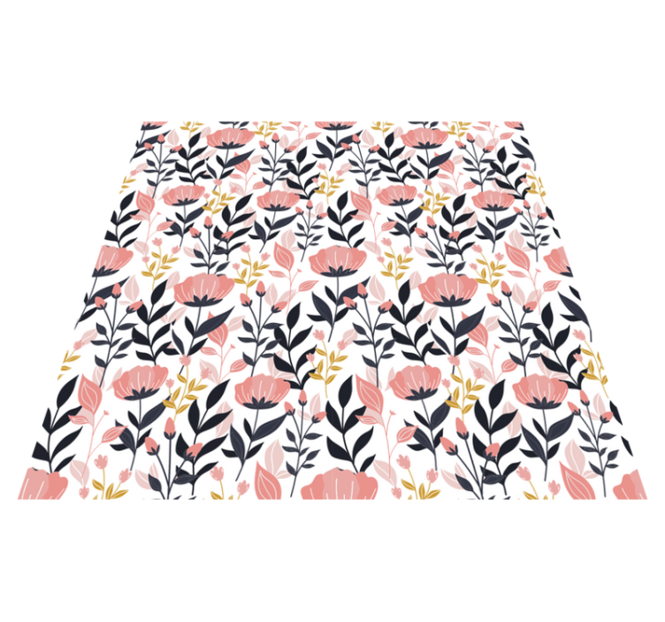 Pink flowers flower vinyl rug - TenStickers
