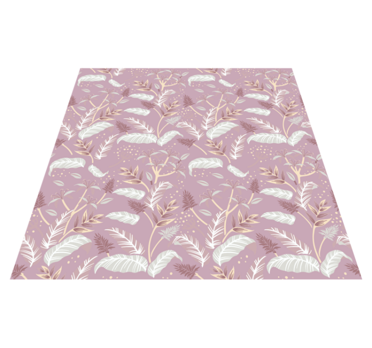 Flower vinyl rug in vintage pink tropical leaf design - TenStickers