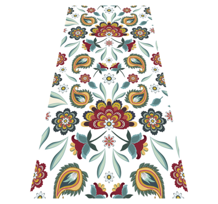 Flower vinyl rug in ethnic floral style - TenStickers