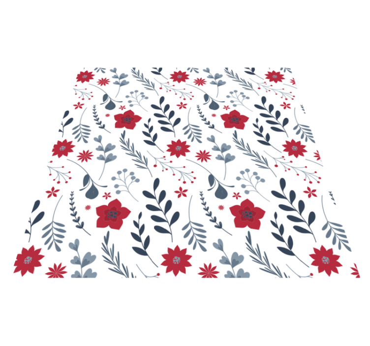Flower vinyl rug in white and red floral pattern - TenStickers